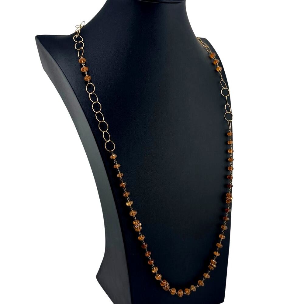 Nina Nguyen 925 Sterling Silver 22K Gold Vermeil Orange Garnets 37" Necklace